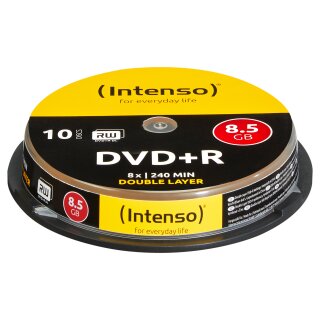 DVD 1x10 Intenso DVD+R 8,5GB 8x Speed, Double Layer Cakebox