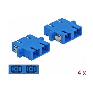 LWL Kupplung SC Duplex Buchse zu SC Duplex Buchse Singlemode 4 Stück blau