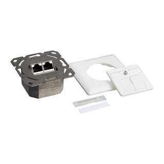Logilink Cat.6A Anschlussdose, 2x RJ45,weiß, waagerecht