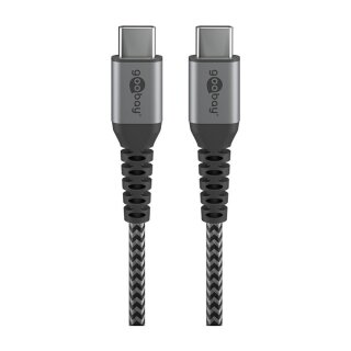 Goobay USB-C auf USB-C mit Metallsteckern, grau, 1m