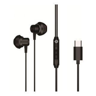 CONCEPTRONIC Headset Ohrhörer USB-C/Mikro/Ergono./+ 1.20m sw