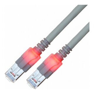 EasyLan DualBoot LED Patchkabel RJ45 S/FTP Cat.6 (Class E), mit saCon Stecker, LSOH, grau, 2 m