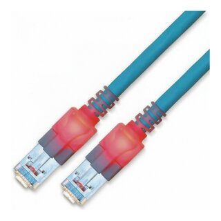 EasyLan DualBoot LED Patchkabel RJ45 S/FTP Cat.6 (Class E), mit saCon Stecker, LSOH, blau, 2 m