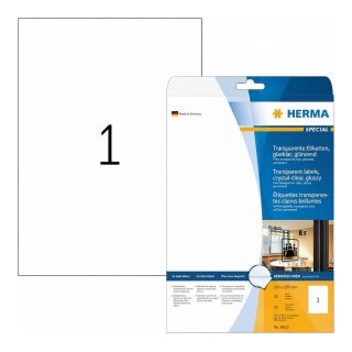 HERMA Etik. glasklar A4 210x297 mm Folie glänzend 25 St.