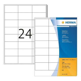 HERMA Etiketten Premium A4 weiß 70x36 mm Papier 2400 St.
