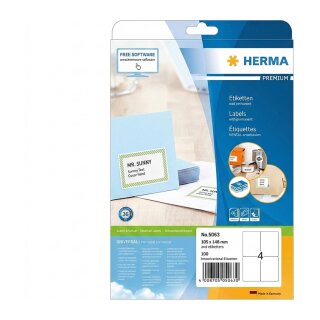 HERMA Etiketten Premium A4 weiß 105x148 mm Papier 100 St.