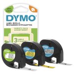 DYMO Etikett LetraTag 12mmx4m schwarz->weiß 3er Set
