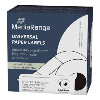 MediaRange Etikettenrollen ersetzt DYMO 99012/S0722400, 36,0 x 89,0 mm