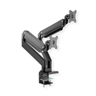ROLINE LCD-Doppelarm, Tischmontage, Gasfeder, je 5 Gelenke, bis 35 Zoll, bis 2x 15 kg