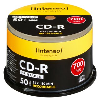 Intenso CD-R 80 / 700MB 52x Speed, printable, scr. res.