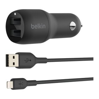 Belkin Dual USB-A Kfz-Ladegerät incl. Lightning Kabel 1m 24W b