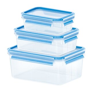 Emsa 3er Set Frischhaltedosen Clip & Close Blau