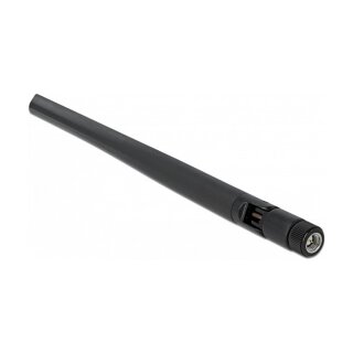 Delock WLAN 802.11 ac/ax/a Antenne RP-SMA Stecker 5 dBi 20 cm omnidirektional mit Kippgelenk und flexiblem Material schwarz