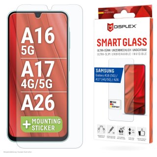 DISPLEX Smart Glasschutzfolie für Samsung Galaxy A16/A17/A26 ultra-dünn, Anti-Fingerprint Coating, Kratzer-resistent