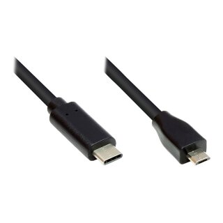 Connections Anschlusskabel USB 2.0, USB 2.0 Micro B Stecker an USB-C™ Stecker , CU, schwarz, 1m