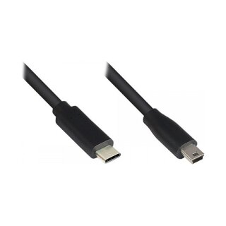 Connections Anschlusskabel USB 2.0, USB-C™ Stecker an Stecker Mini B 5-pin, schwarz, 5m
