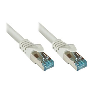 Connections Patchkabel Cat.6A, mit Messprotokoll + Serien-Nr., S/FTP, PiMF, halogenfrei (LSZH), 500MHz, 10Gbit/s, UL, grau, 20m