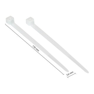 Connections Kabelbinder 150 mm x 3,6 mm, transparent, UL, -40 °C bis +85 °C, 100 Stück