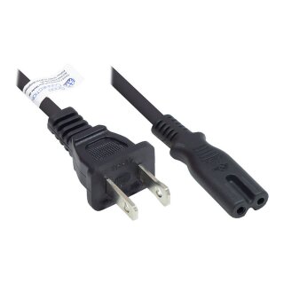 Connections Netzkabel Amerika/USA Typ A (NEMA 1-15P) an C7/Euro 8 Buchse (gerade), UL, schwarz, AWG18, 1,8 m