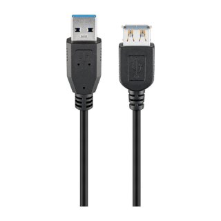 Goobay 3m USB 3.0 SuperSpeed Verlängerungskabel, Schwarz [USB 3.0-Stecker (Typ A) > USB 3.0-Buchse (Typ A)]