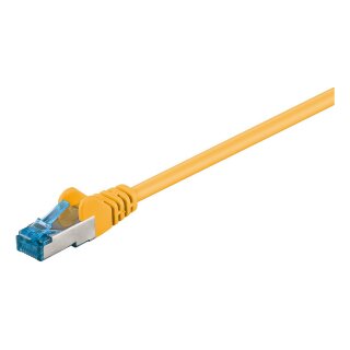 Goobay Patchkabel Cat.6a S/FTP (PiMF) (gelb, 1 Meter, doppelt geschirmt)