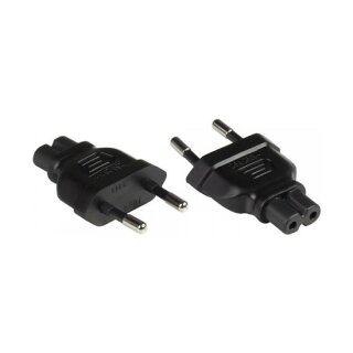 Connections Stromadapter Euro-Stecker Typ C (CEE 7/16, gerade) an C7/Euro 8 Buchse (gerade), schwarz