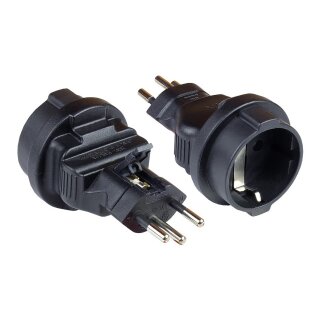 Connections Stromadapter Schweiz Netz-Stecker (SEV1011, gerade) an Schutzkontakt-Buchse Typ F, SEV, schwarz