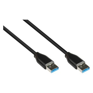 Connections Anschlusskabel USB 3.2 Gen.2 (10GBit/s / 3A), Stecker A an Stecker A, CU, schwarz, 0,5m