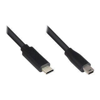 Connections Anschlusskabel USB 2.0, USB-C™ Stecker an Stecker Mini B 5-pin, schwarz, 3m