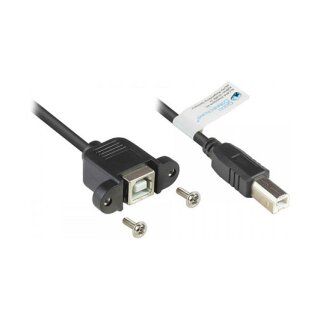 Connections Verlängerung USB 2.0 Stecker B an Einbaubuchse B, CU, schwarz, 0,3m