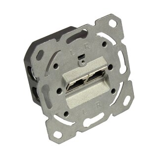 Connections Netzwerkdose Cat. 6A, 2xRJ45, geschirmt, DESIGNFÄHIG, vertikale Kabelzuführung, ohne Zentralstück/-Abdeckrahmen