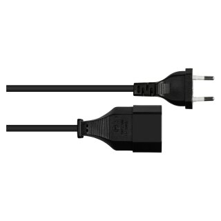 Connections Euro-Verlängerung Euro-Stecker Typ C (gerade) an Euro-Buchse (gerade), schwarz, 0,75 mm², 1 m