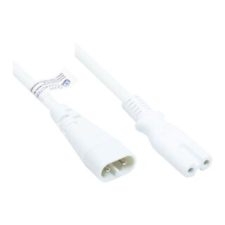 Connections Euro-Verlängerung C8 Stecker (gerade) an C7/Euro 8 Buchse (gerade), weiß, 0,75 mm², 2 m
