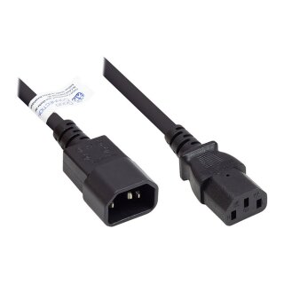 Connections Kaltgeräteverlängerung C14 (gerade) an C13 (gerade), schwarz, 0,75 mm², 0,75 m