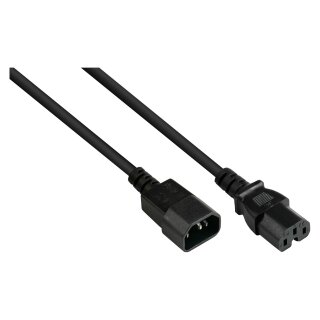 Connections Kaltgeräte-Warmgeräte-Verbindungskabel C14 (gerade) an C15 (gerade), schwarz, 1,00 mm², 5 m