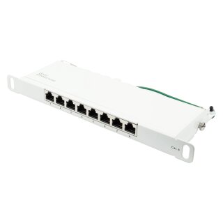 Connections Patchpanel 10" Cat. 6, 8-Port, 0,5 HE, STP geschirmt, werkzeugloses Öffnen, Reinweiß (RAL9010)