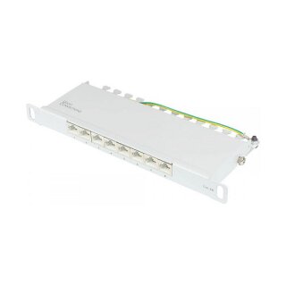 10" Cat. 6A, 8-Port, 0,5 HE, STP geschirmt, werkzeugloses Öffnen, Lichtgrau (RAL7035), Good Connections
