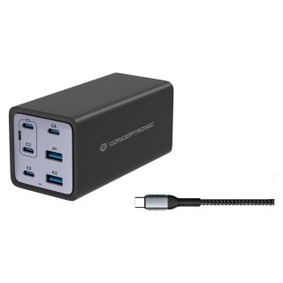CONCEPTRONIC Ladegerät 6Port GaN 4xUSB-C/2xA200WPD3.1/PPS sw