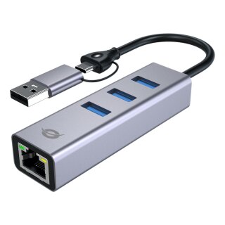 CONCEPTRONIC Adapter USB-C/-A3.0->GbE+3x-A3.0 5Gbs gr