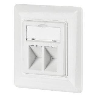 Netzwerkdose 2-fach für Keystones, Weiss, RAL 9003