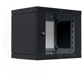 19" Wandgehäuse X-Rack mit Glastür 400-600mm 9HE schwarz