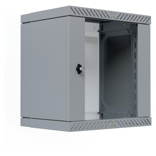 19" Wandgehäuse X-Rack mit Glastür 400-600mm 12HE grau