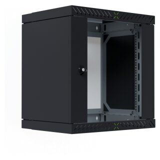 19" Wandgehäuse X-Rack mit Glastür 400-600mm 12HE schw.