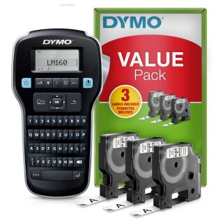 DYMO LabelManager 160 Starter Set m. 3 D1-Bänder 12mm Qwertz