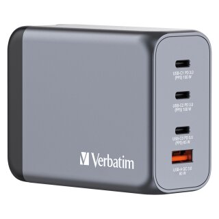 Verbatim GNC-200 GaN Charger 4 Port 200W USB A/C (EU/UK/US