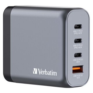Verbatim GNC-140 GaN Charger 4 Port 140W USB A/C (EU/UK/US)