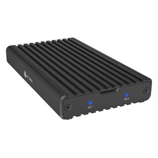 ICY BOX 2-fach M.2 PCIe NVMe Gehäuse, USB 3.2 Gen 2x2 Type-C®, 20 Gbit/s, Werkzeuglose Montage