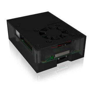 ICY BOX Gehäuse für Raspberry Pi 4, Aluminiumdeckel/-boden, Acrylrahmen