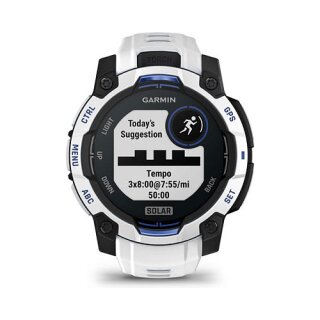 Garmin Instinct® 3 Solar 45mm Schwarz/Steinweiß mit Silikon-Wechselarmband 22 mm Steinweiß