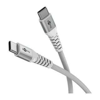Goobay USB-C (ST-ST) 2m Anschlusskabel Textilmantel Weiß